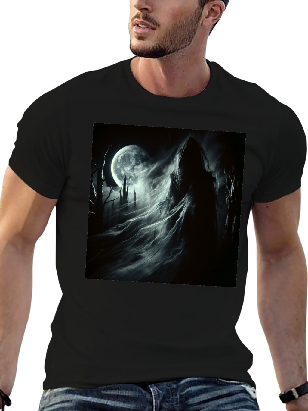 Grim Reaper Moon T-Shirt - Gothic Style