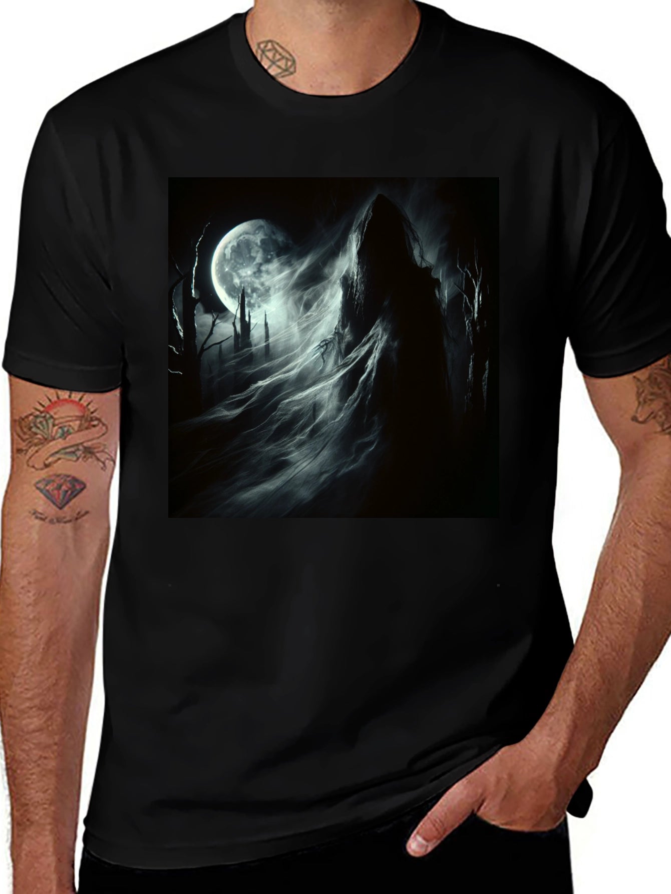 Grim Reaper Moon T-Shirt - Gothic Style