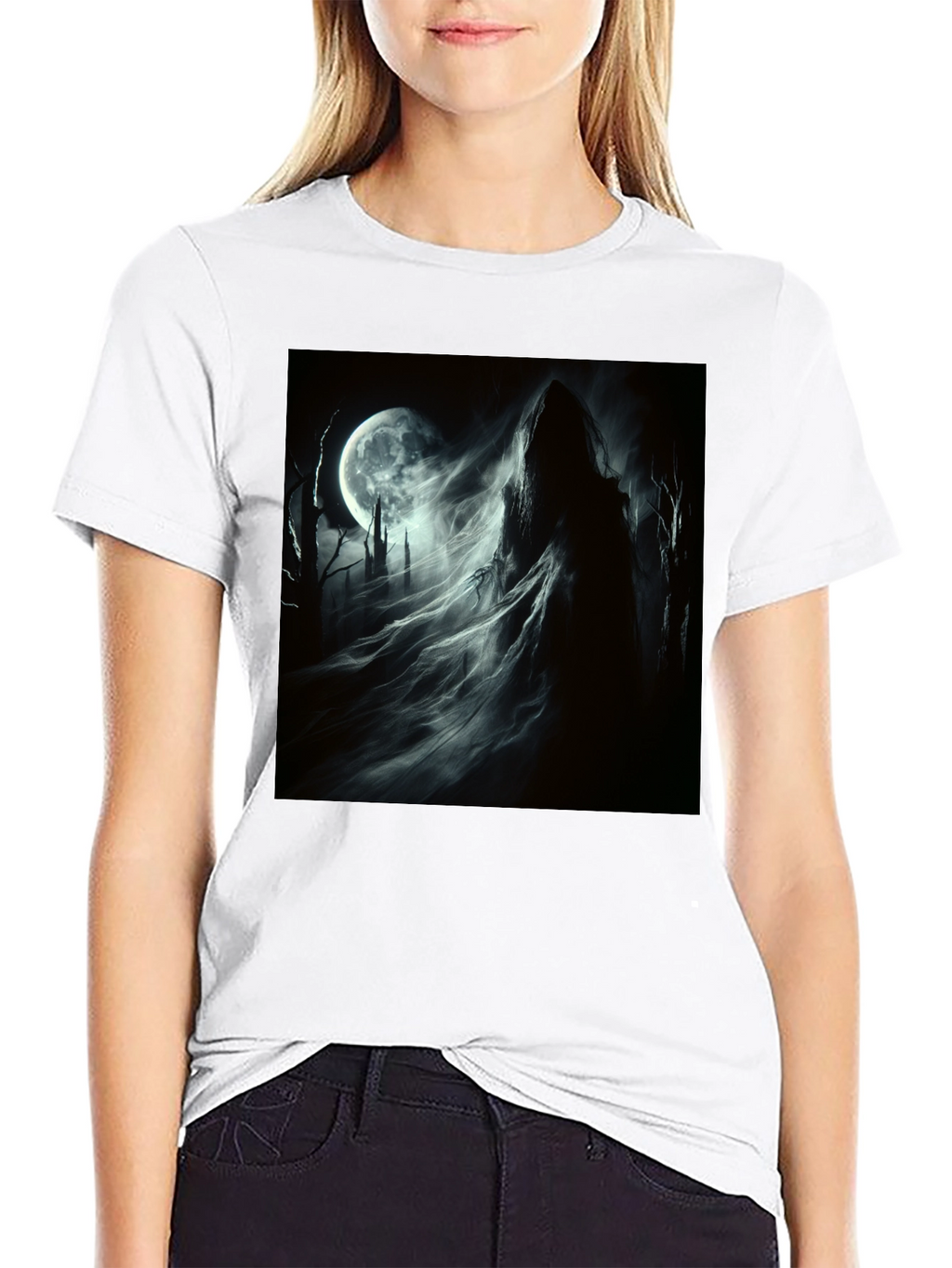 Grim Reaper Moon T-Shirt - Gothic Style