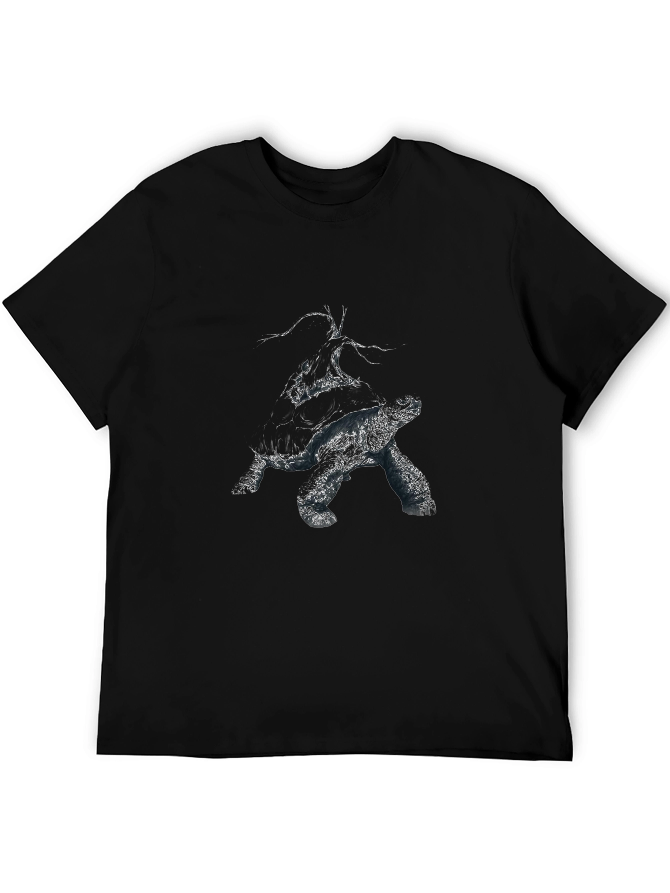 Abstract Turtle Graphic Black T-Shirt