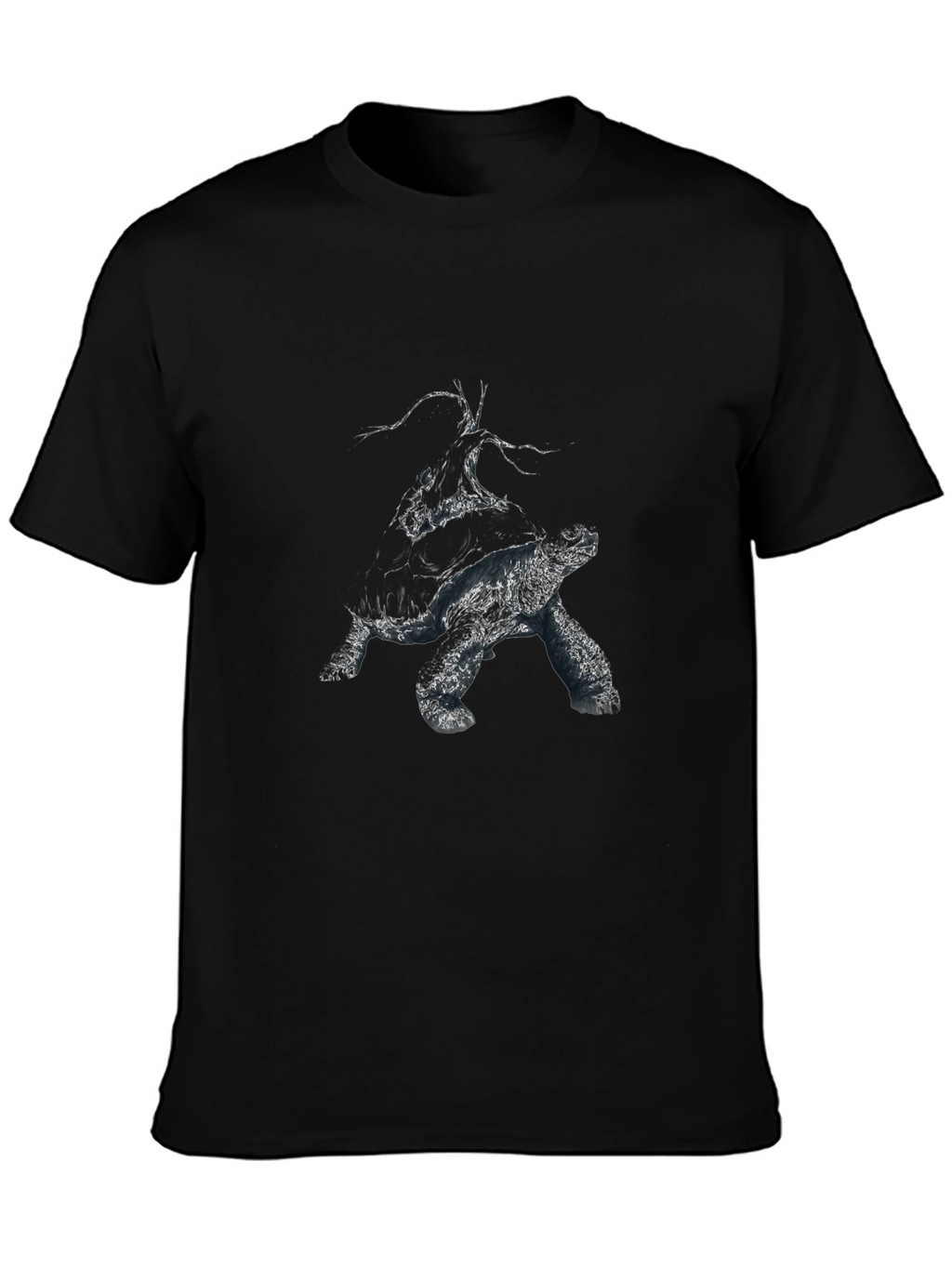 Abstract Turtle Graphic Black T-Shirt