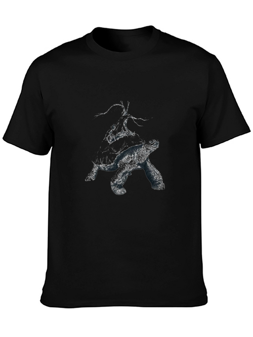 Abstract Turtle Graphic Black T-Shirt