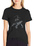 Abstract Turtle Graphic Black T-Shirt
