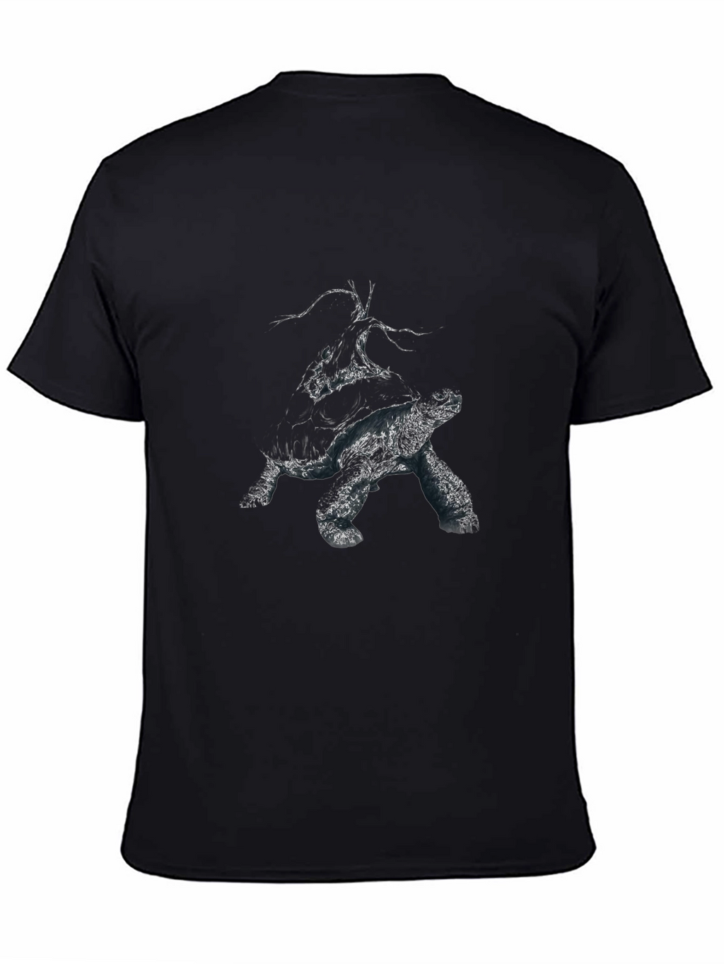 Abstract Turtle Graphic Black T-Shirt