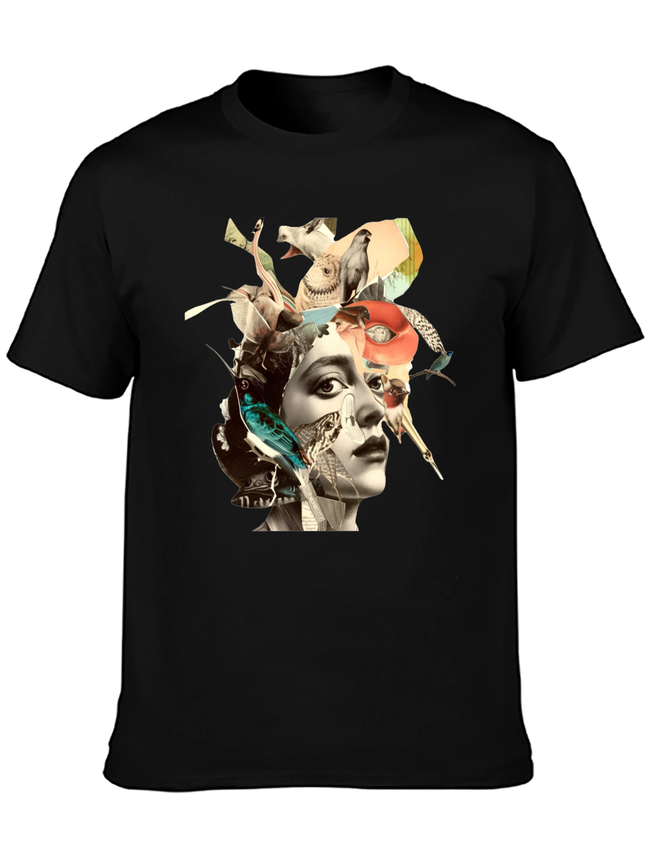 Artistic Collage Graphic Tee - Unisex Black T-Shirt