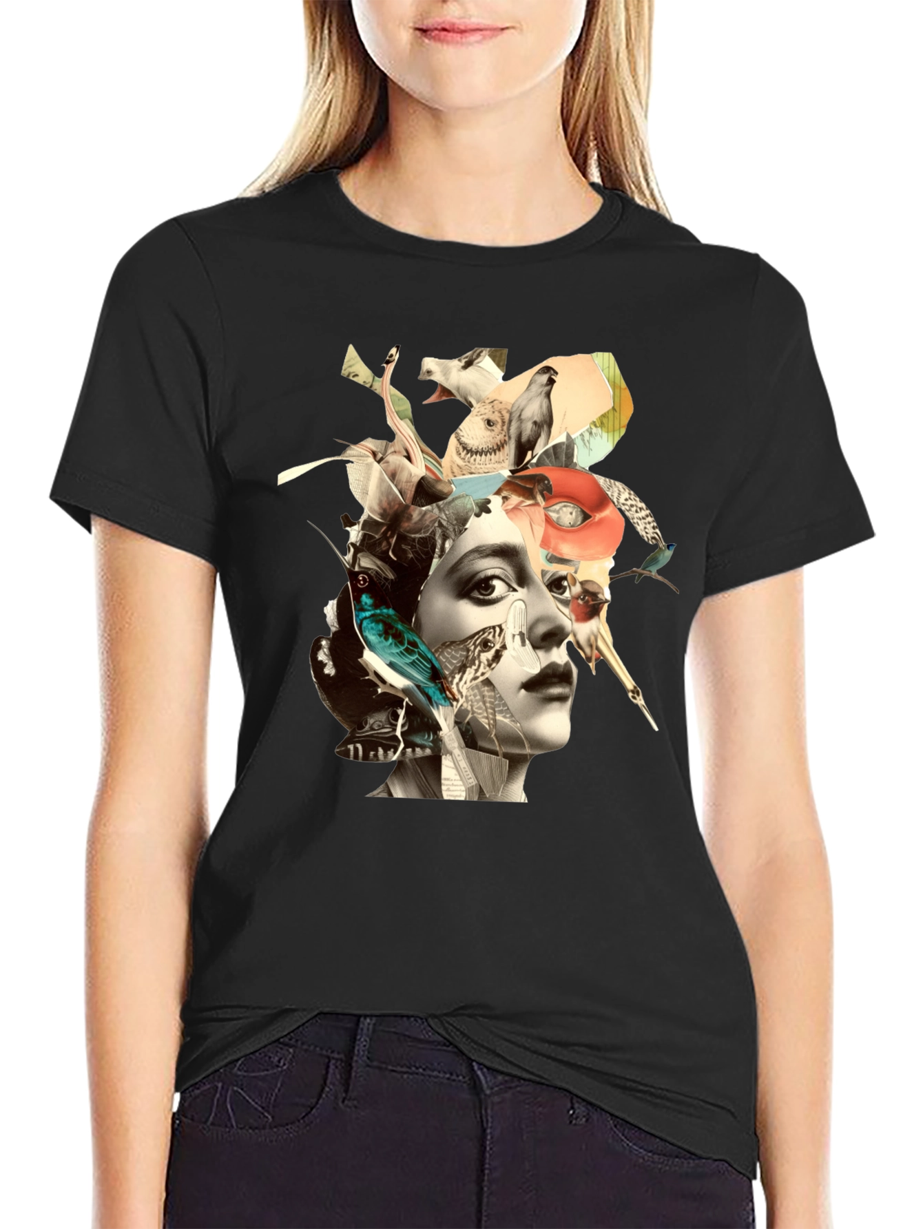 Artistic Collage Graphic Tee - Unisex Black T-Shirt