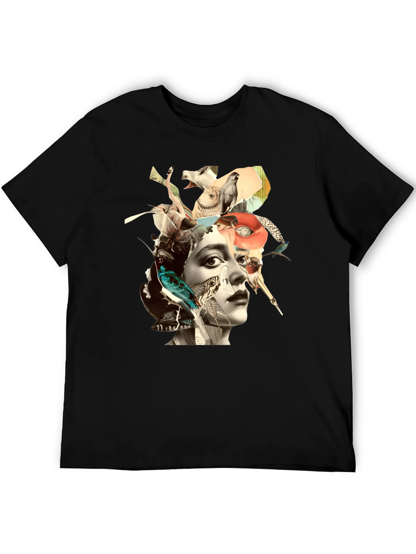 Artistic Collage Graphic Tee - Unisex Black T-Shirt