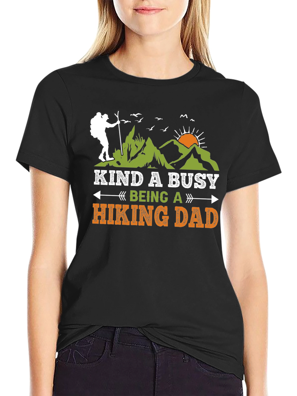 Kind a Busy Hiking Dad Black T-Shirt