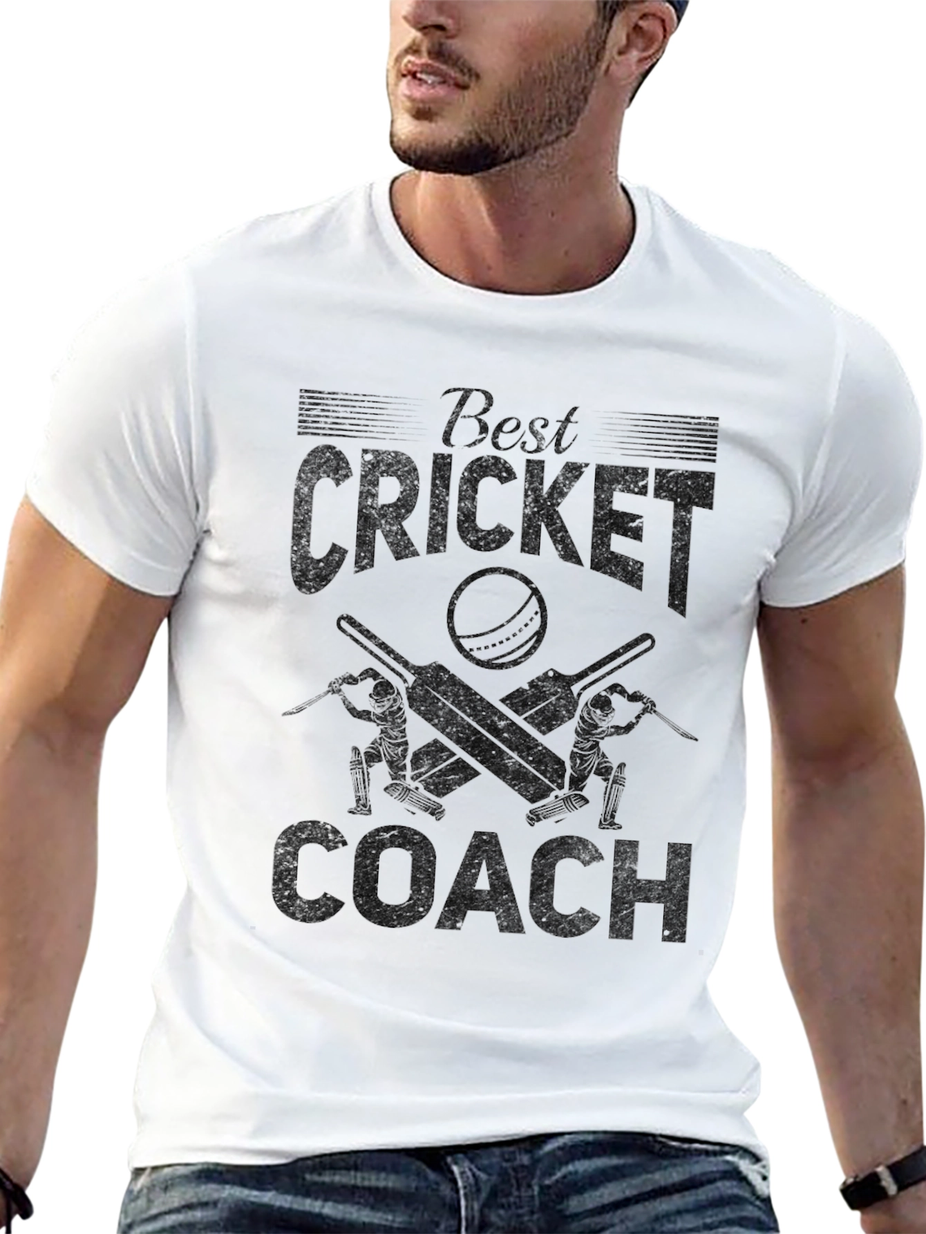 Best Cricket Coach Black Graphic T-Shirt