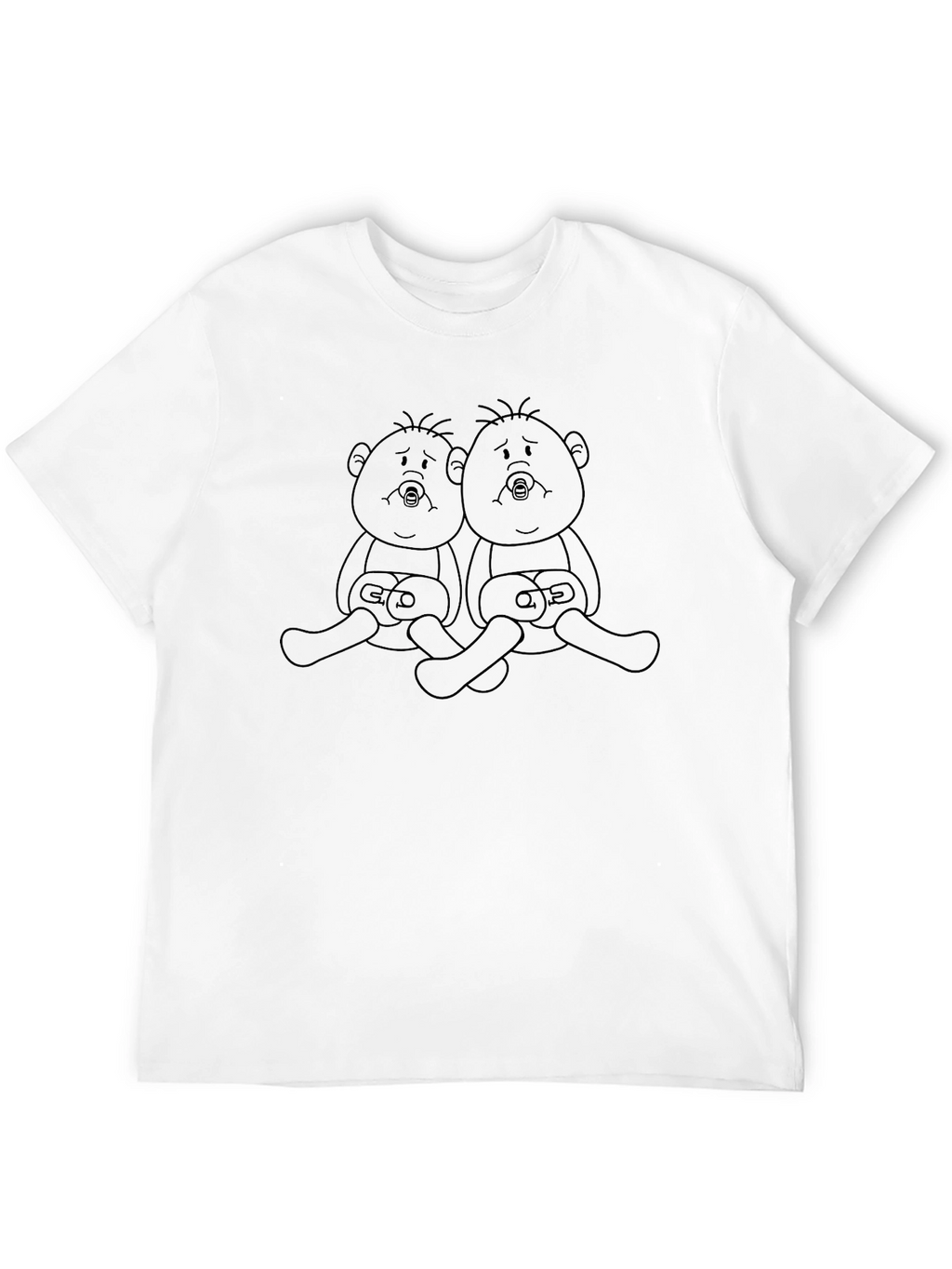 Cartoon Baby Twins Black T-Shirt