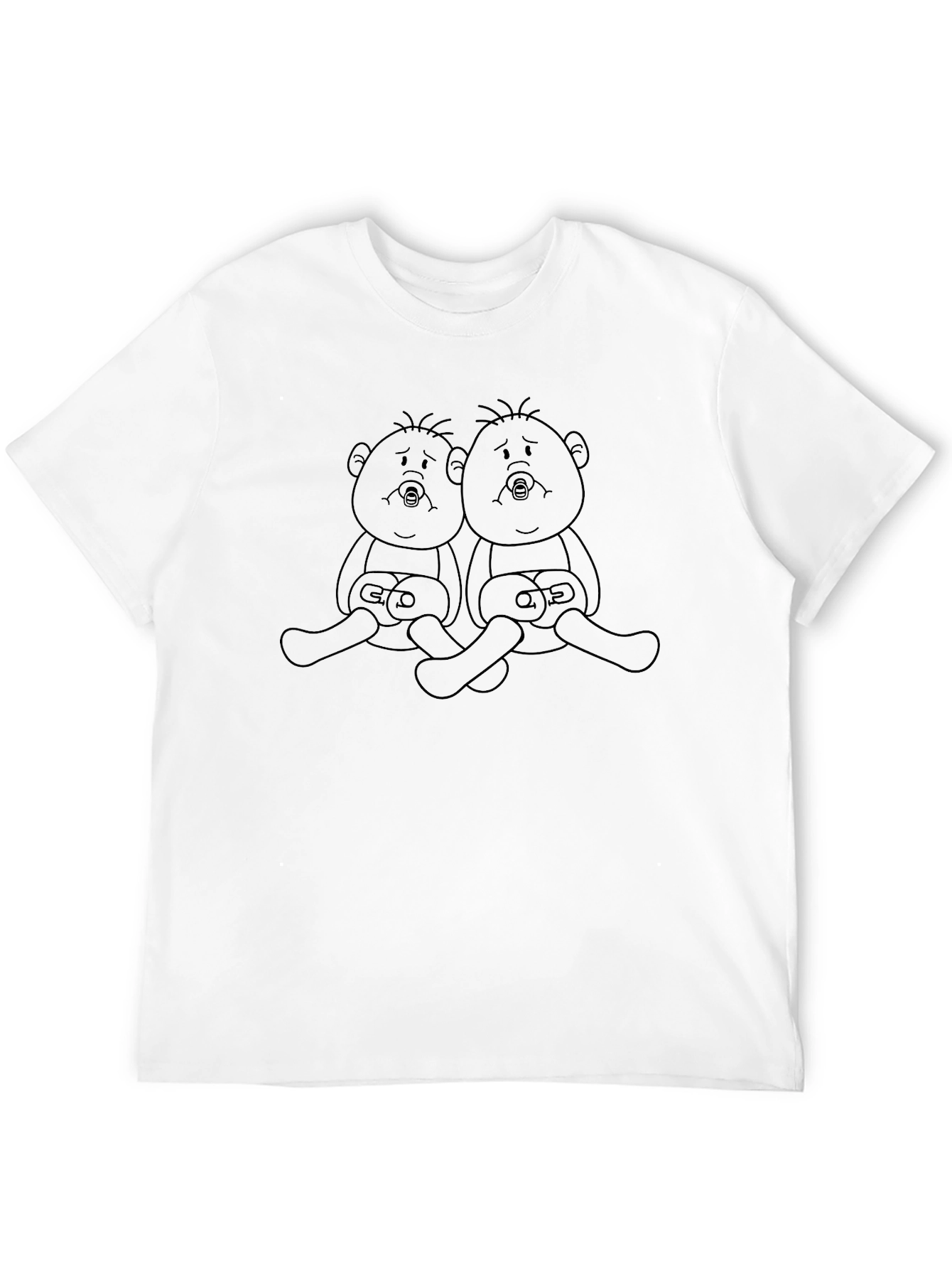 Cartoon Baby Twins Black T-Shirt