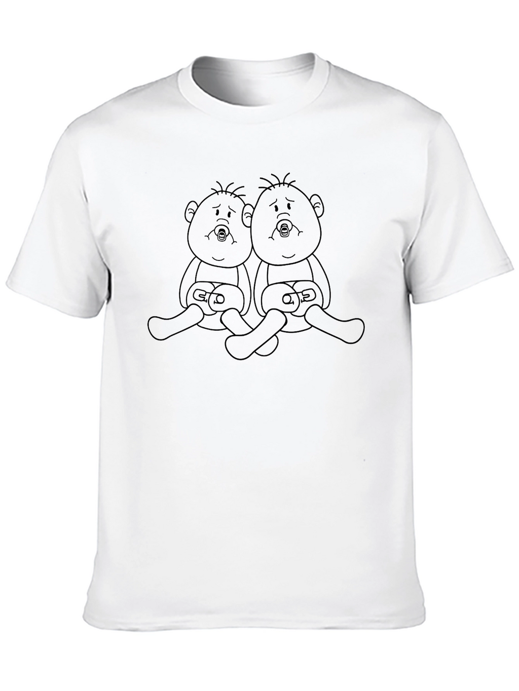 Cartoon Baby Twins Black T-Shirt