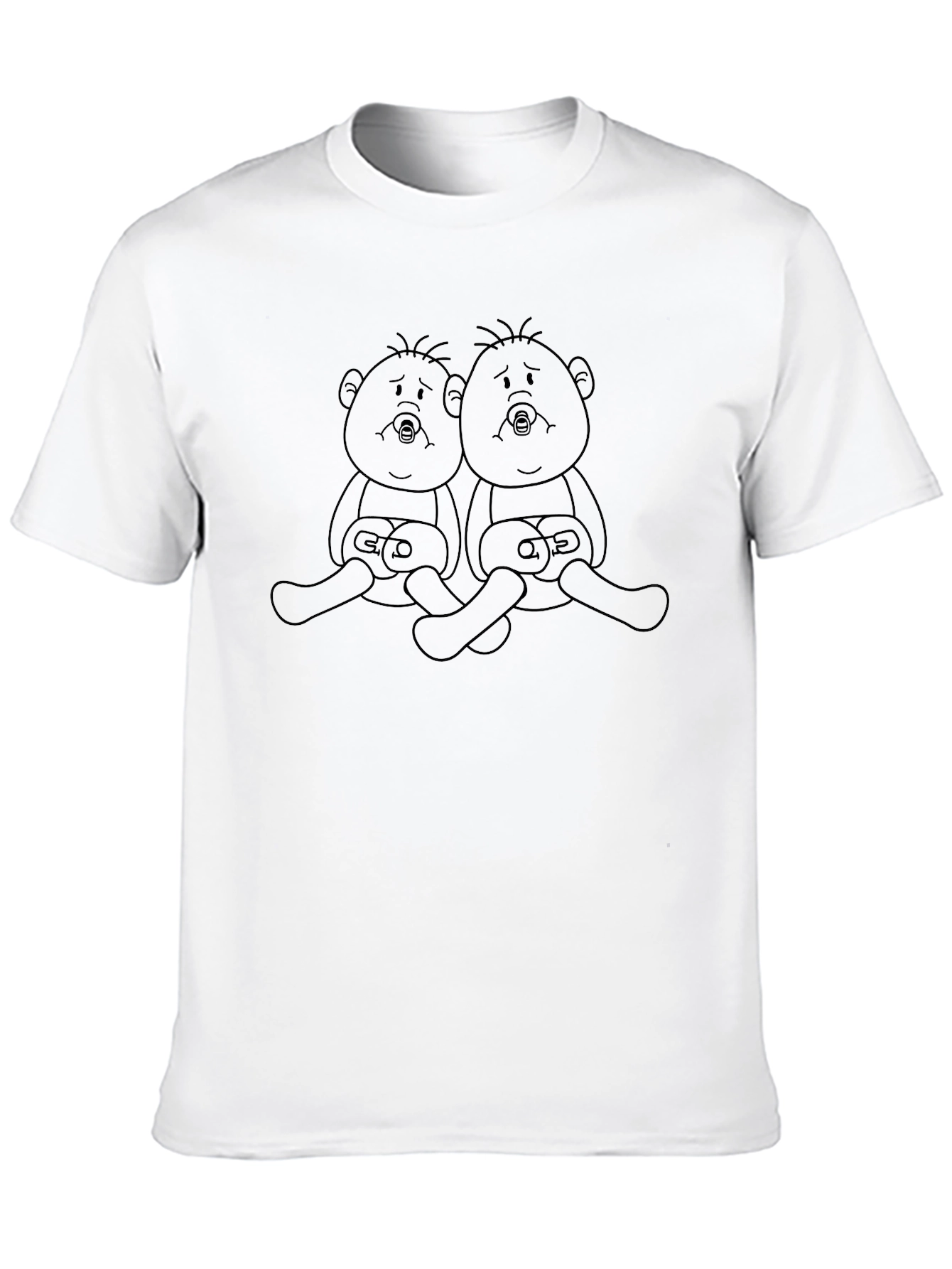 Cartoon Baby Twins Black T-Shirt