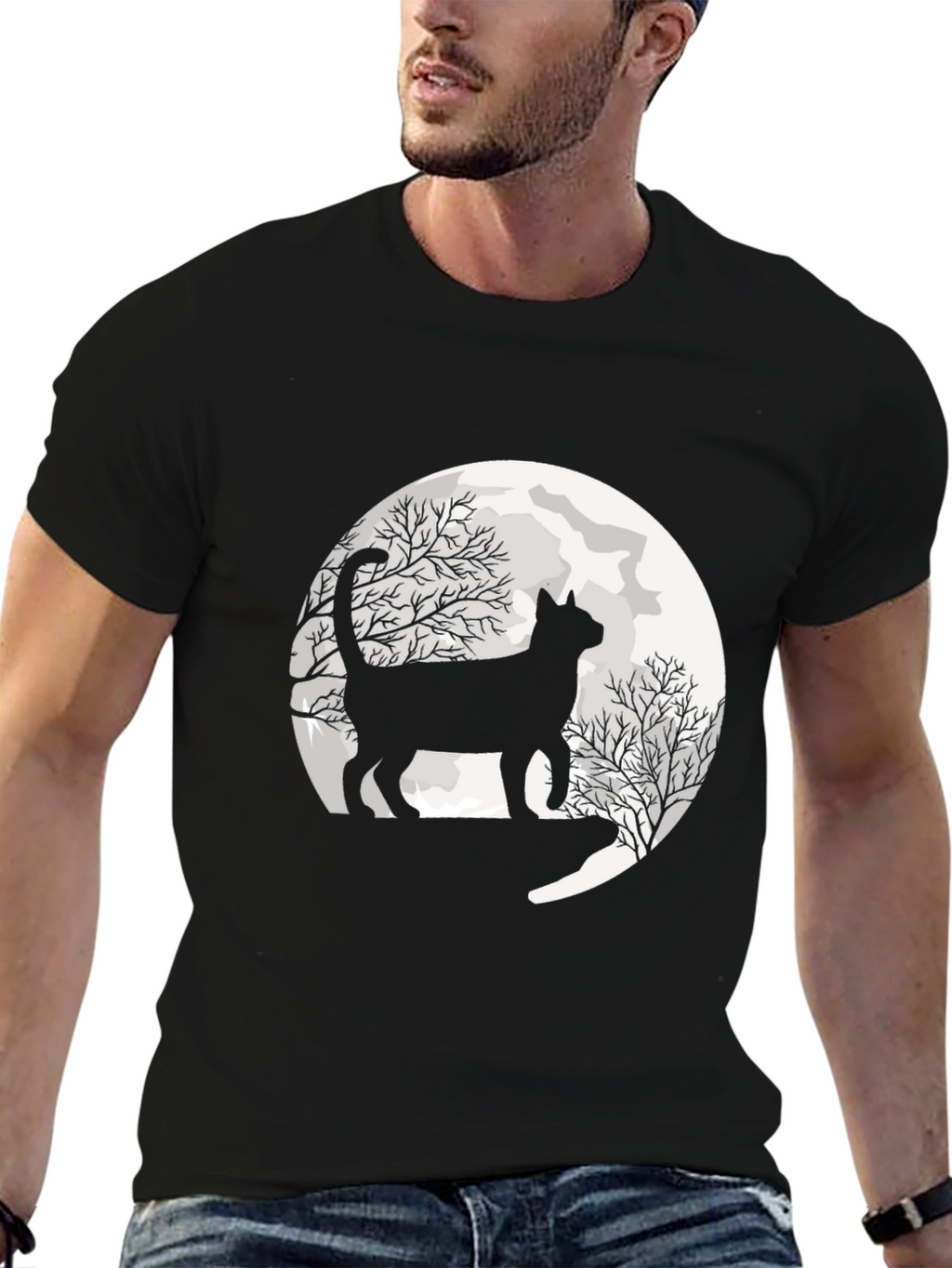 Black Cat Moon Graphic Tee - Unisex