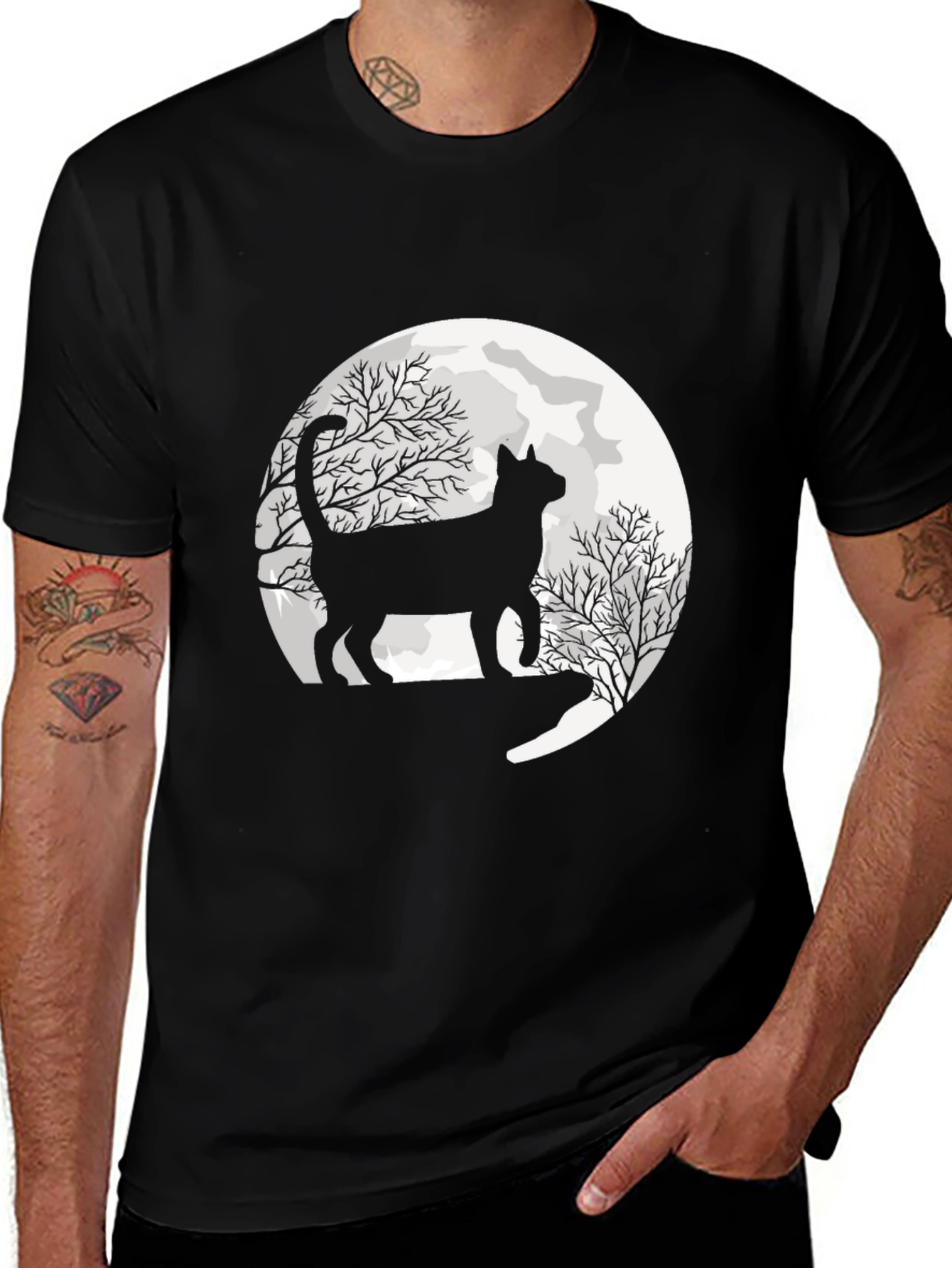 Black Cat Moon Graphic Tee - Unisex