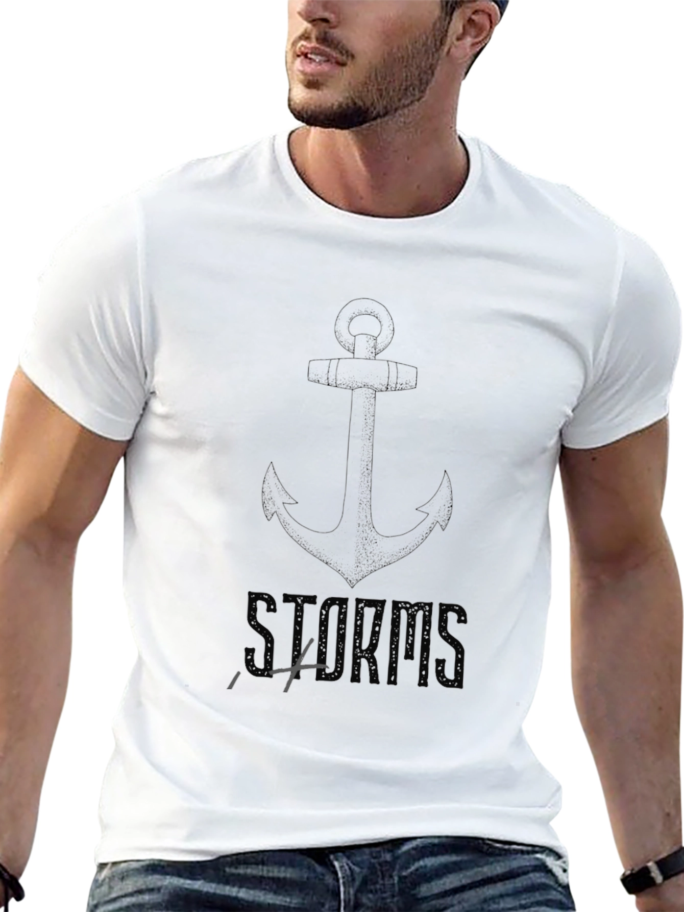 Storms Anchor Black Graphic T-Shirt