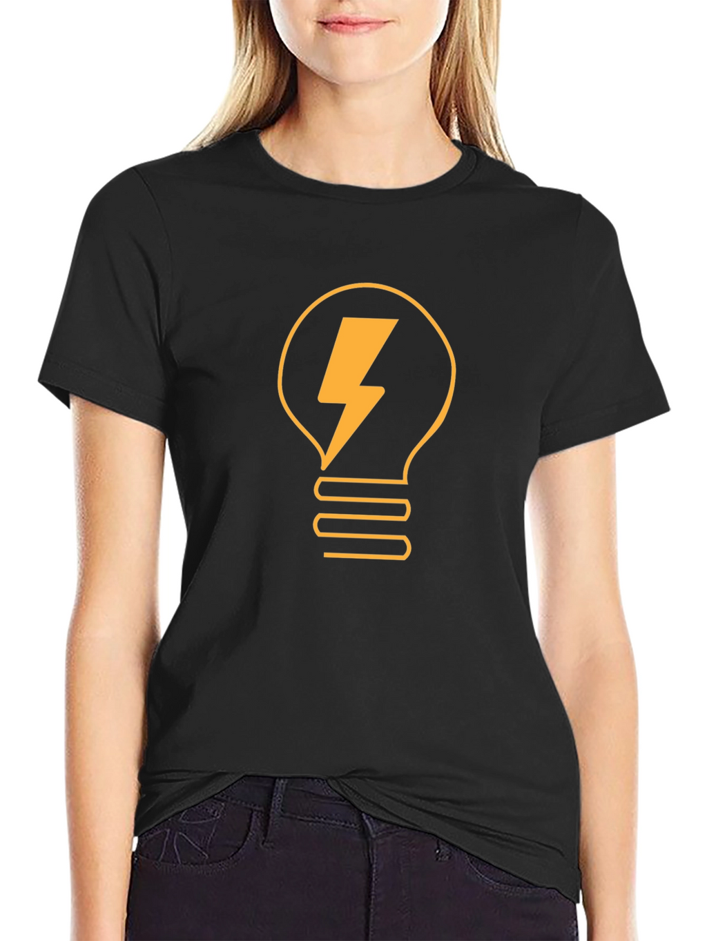 Black T-Shirt with Lightbulb Bolt Graphic