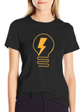 Black T-Shirt with Lightbulb Bolt Graphic