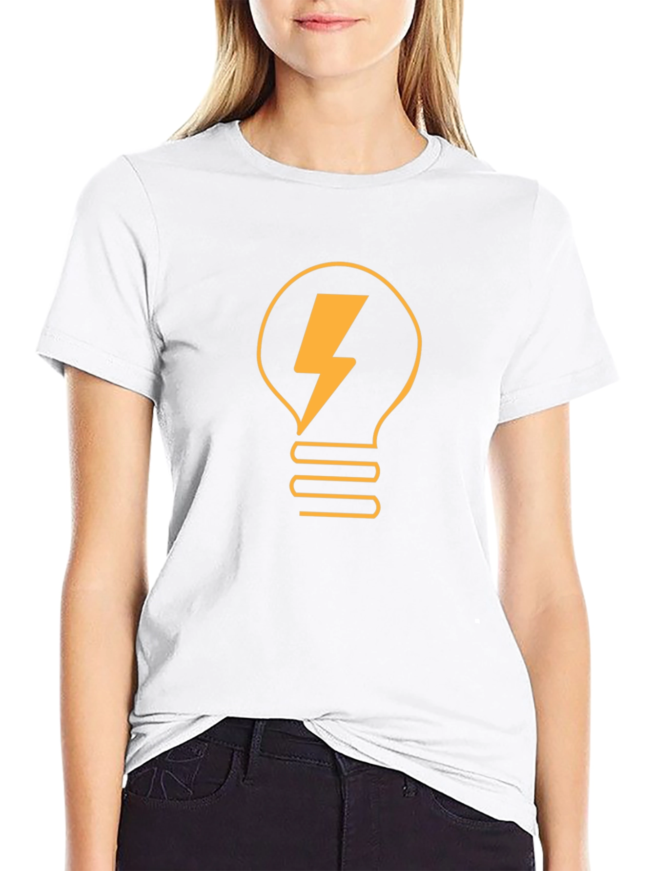 Black T-Shirt with Lightbulb Bolt Graphic