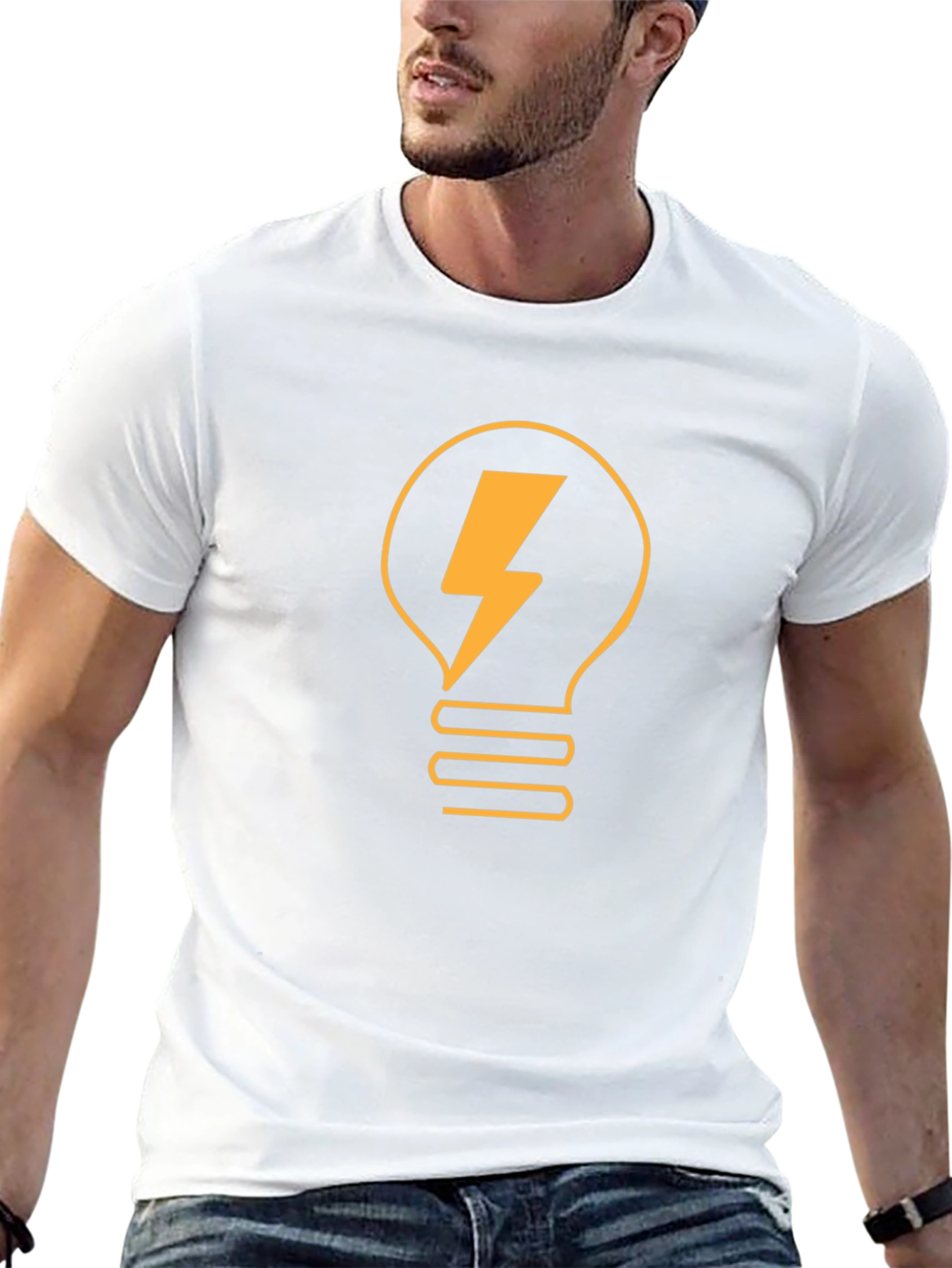Black T-Shirt with Lightbulb Bolt Graphic