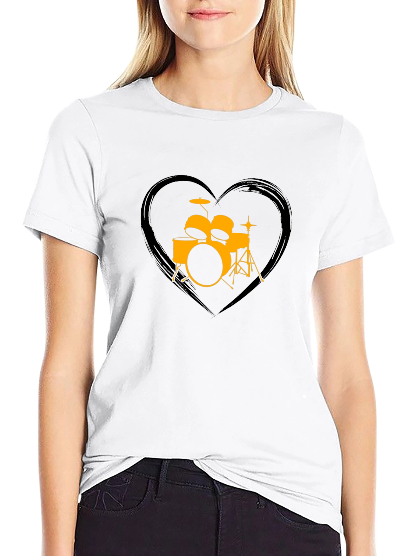 Drum Set Heart Graphic T-Shirt - Music Lover Tee