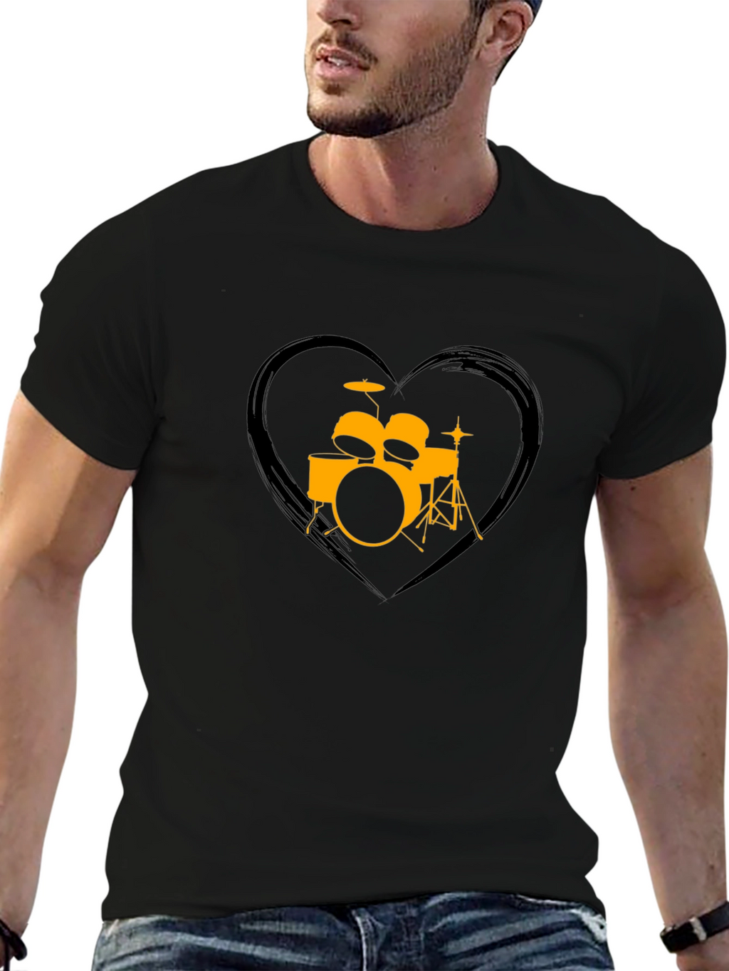 Drum Set Heart Graphic T-Shirt - Music Lover Tee