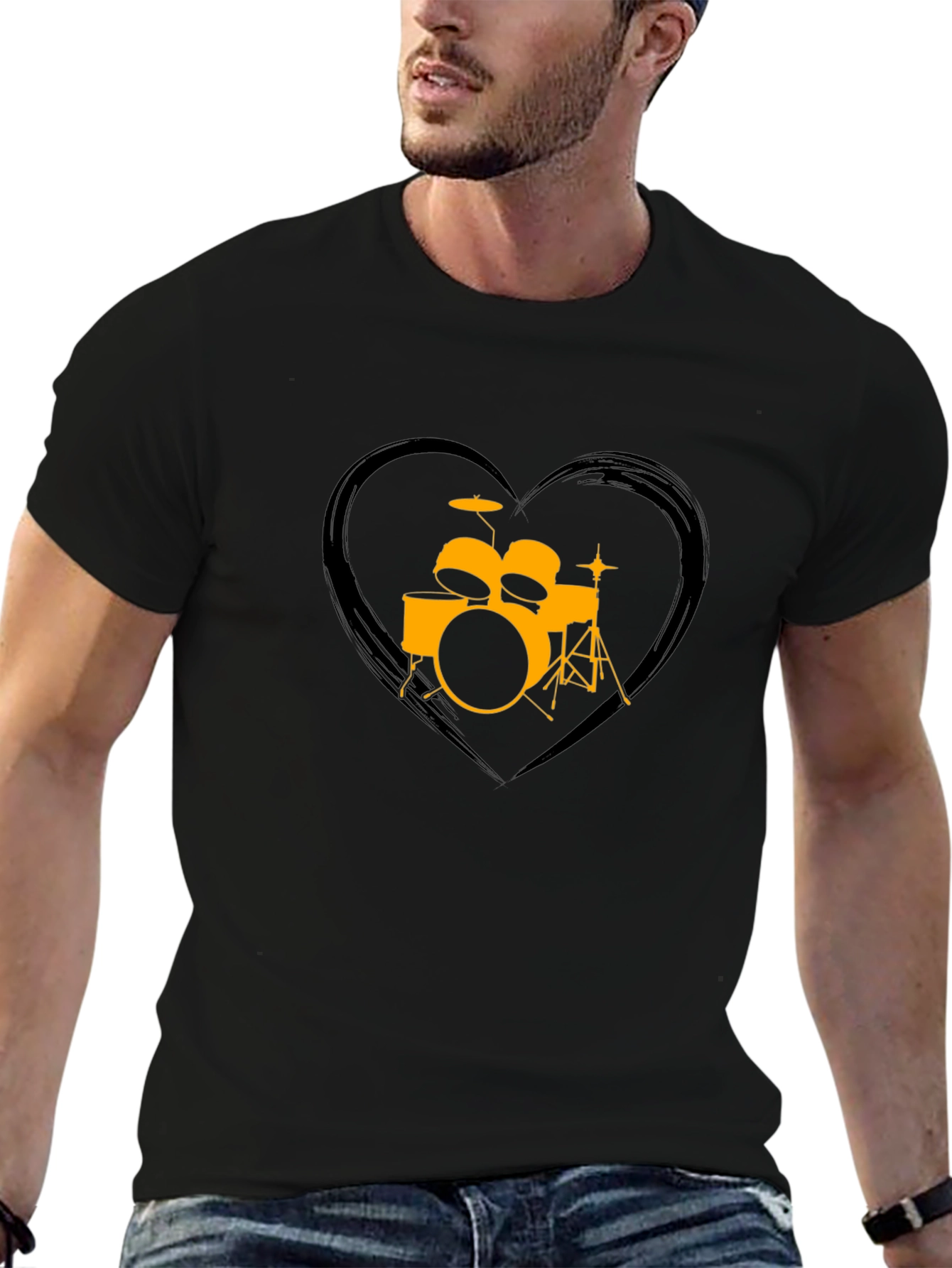 Drum Set Heart Graphic T-Shirt - Music Lover Tee