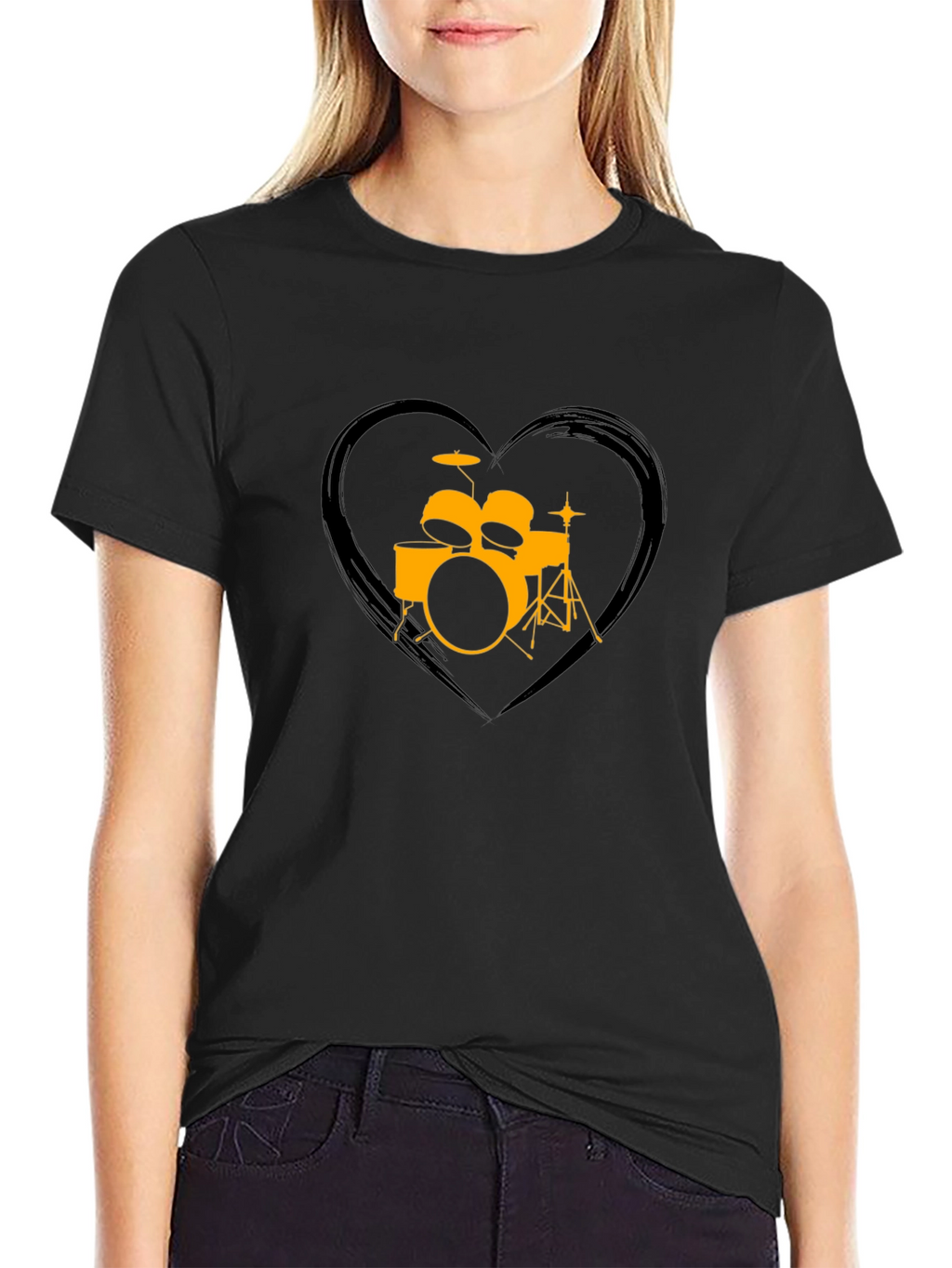 Drum Set Heart Graphic T-Shirt - Music Lover Tee