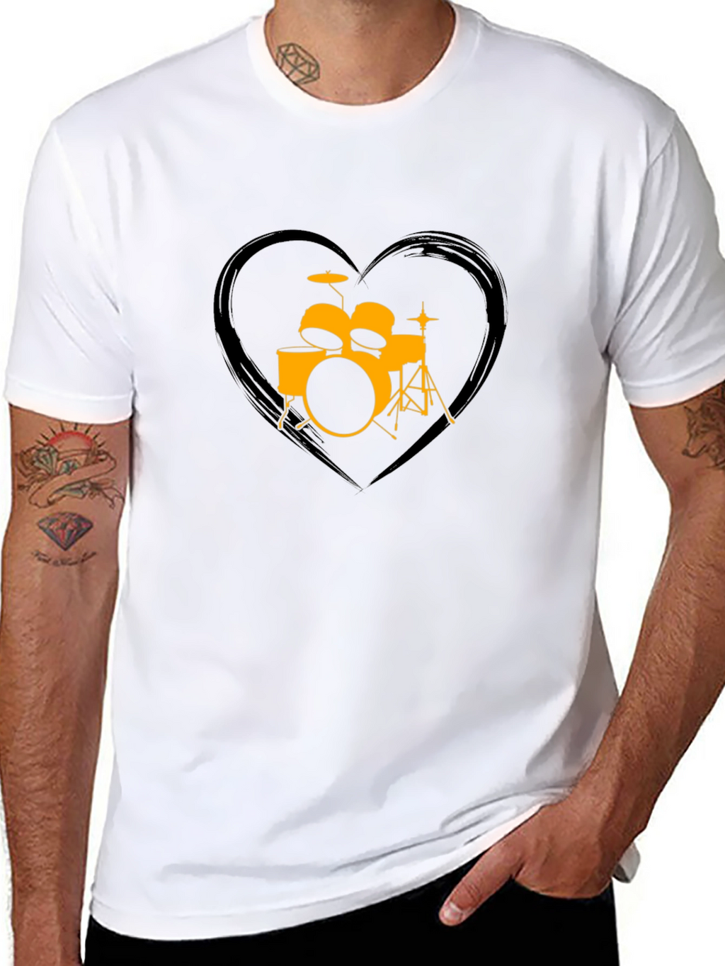 Drum Set Heart Graphic T-Shirt - Music Lover Tee