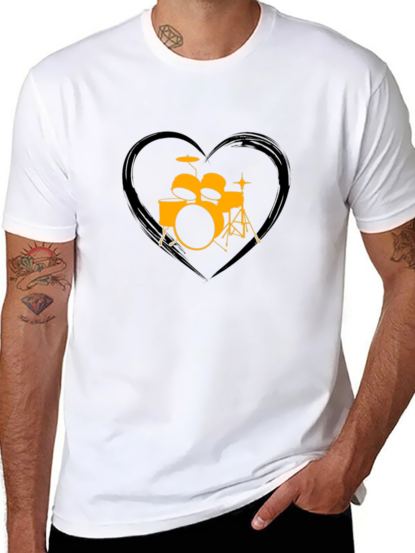 Drum Set Heart Graphic T-Shirt - Music Lover Tee