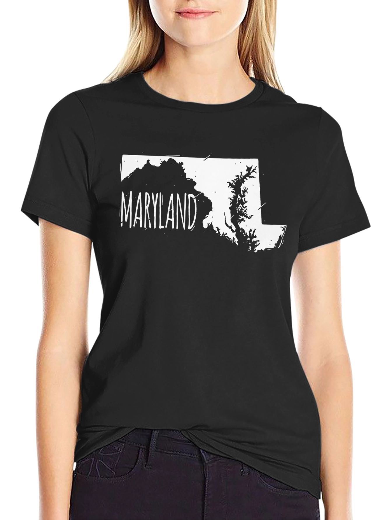Maryland State Map Graphic Print T-Shirt