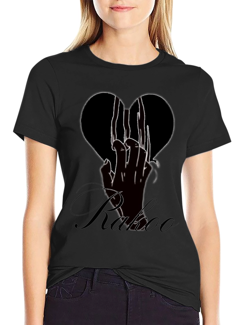 Edgy Black T-Shirt with Broken Heart Graphic