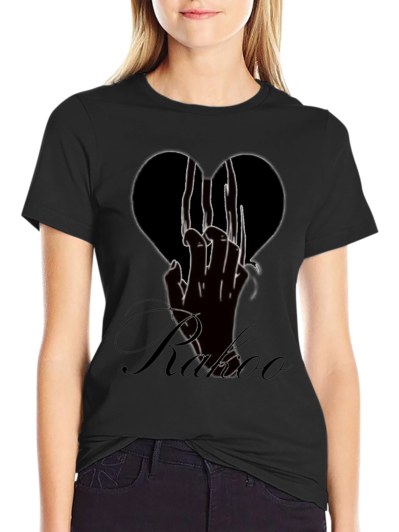 Edgy Black T-Shirt with Broken Heart Graphic