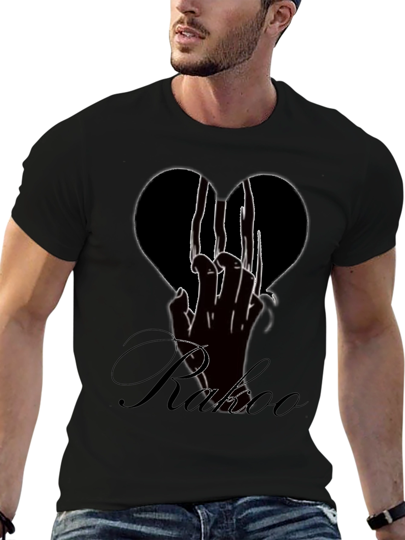 Edgy Black T-Shirt with Broken Heart Graphic