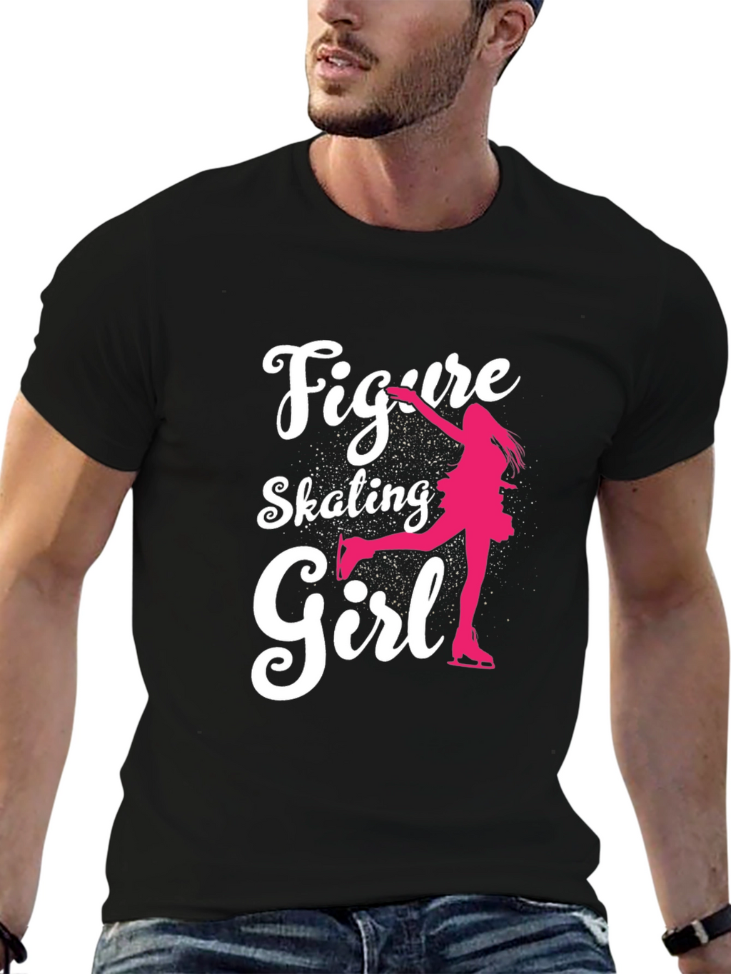 Figure Skating Girl Graphic Tee - Black Cotton T-Shirt