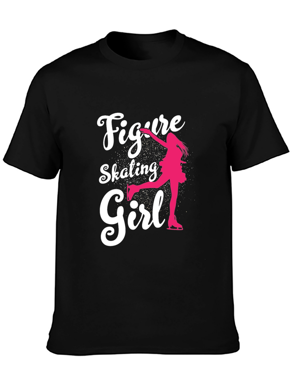 Figure Skating Girl Graphic Tee - Black Cotton T-Shirt