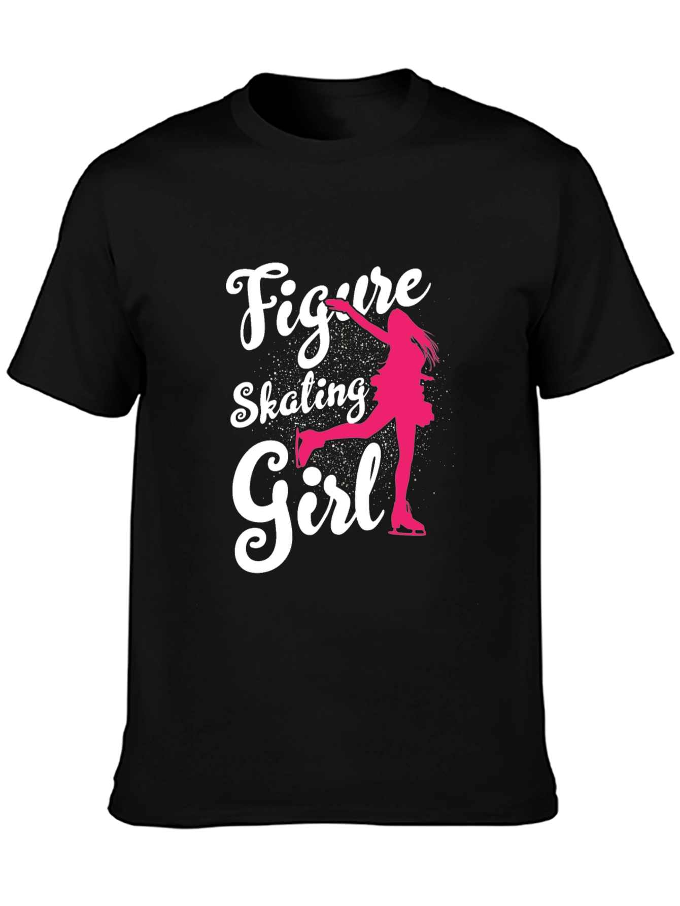 Figure Skating Girl Graphic Tee - Black Cotton T-Shirt