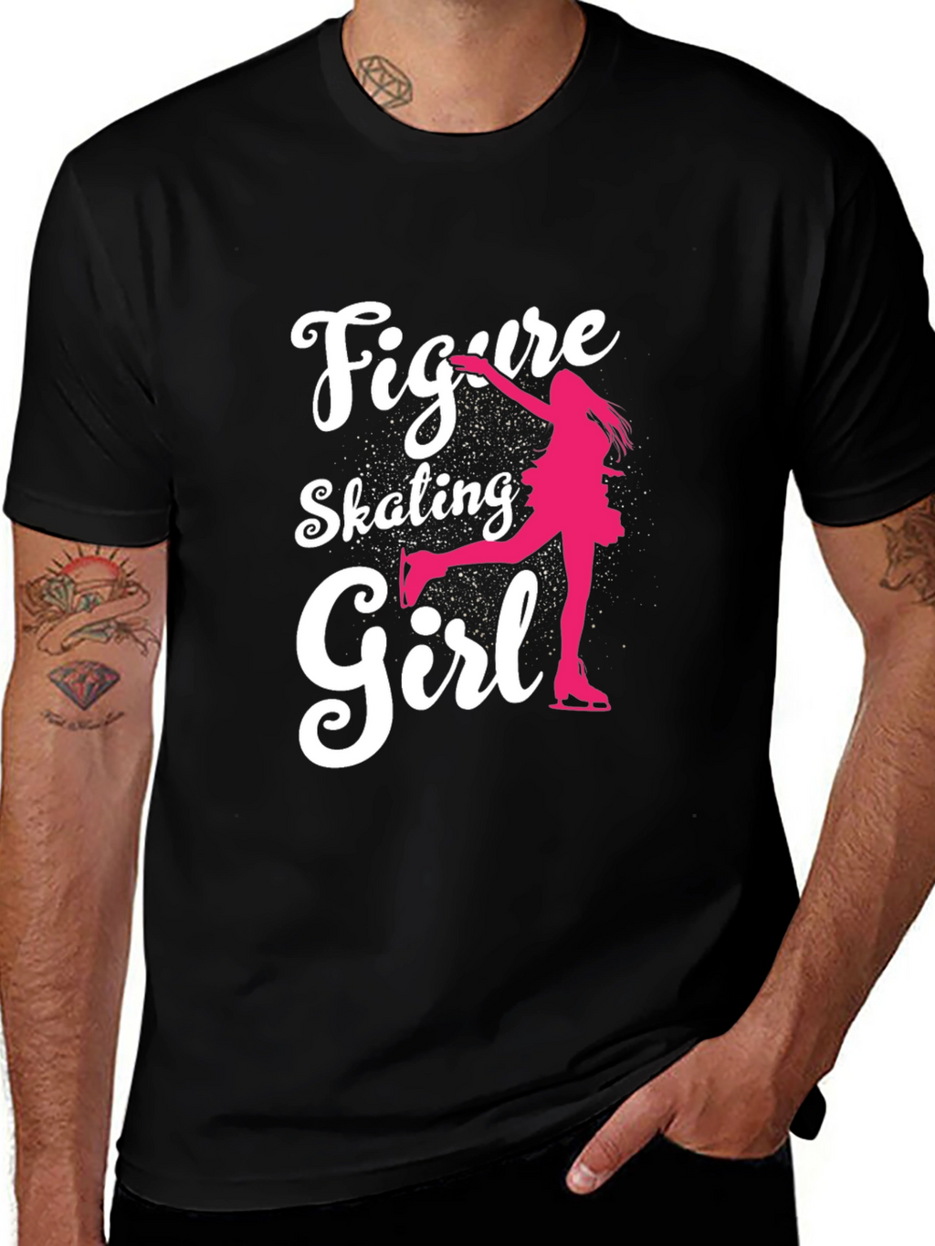 Figure Skating Girl Graphic Tee - Black Cotton T-Shirt