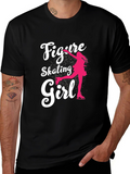 Figure Skating Girl Graphic Tee - Black Cotton T-Shirt