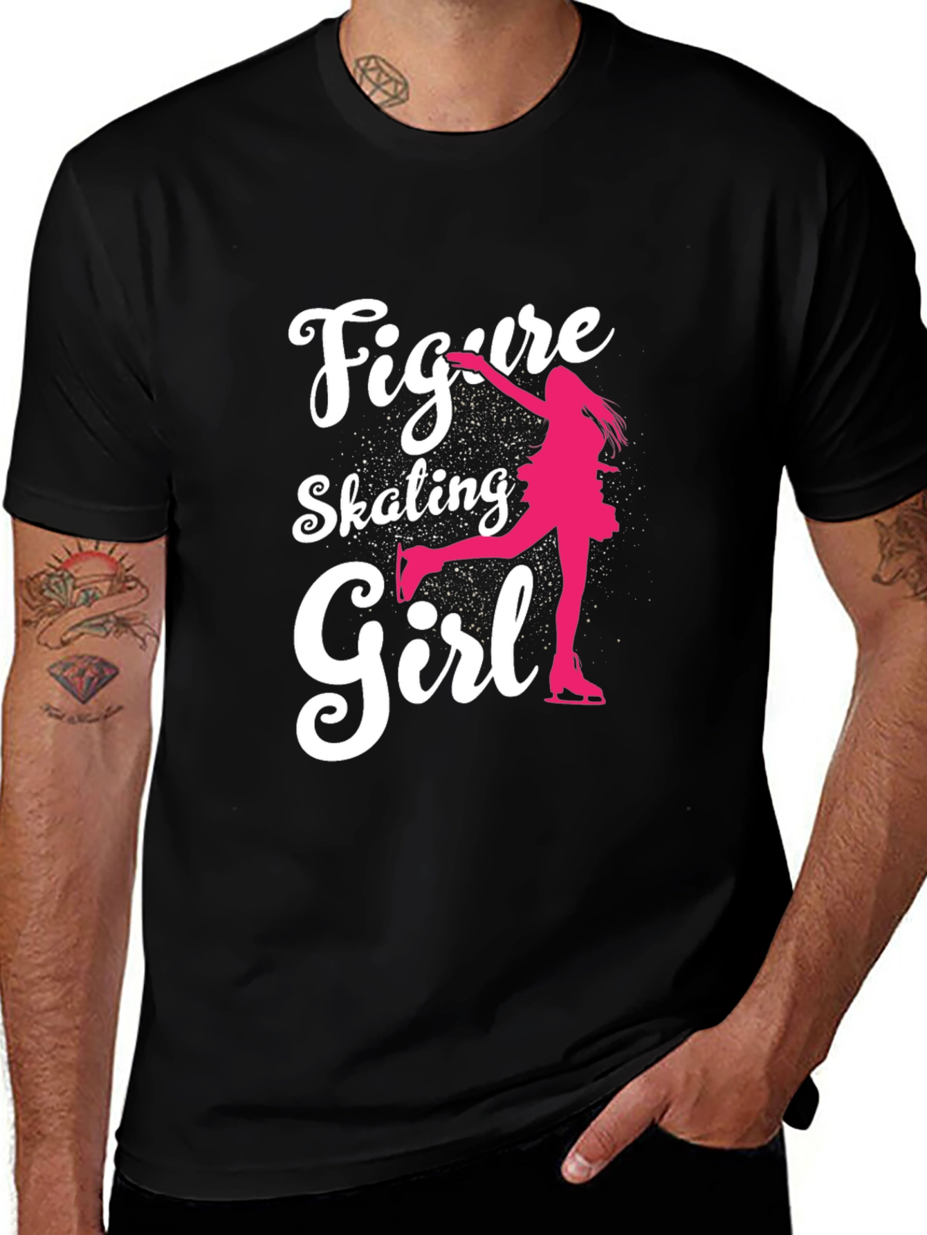 Figure Skating Girl Graphic Tee - Black Cotton T-Shirt