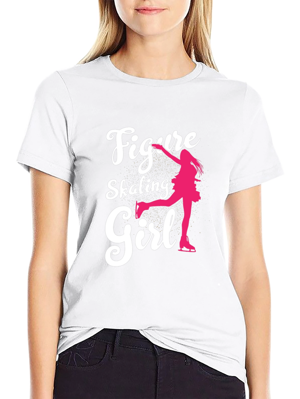 Figure Skating Girl Graphic Tee - Black Cotton T-Shirt