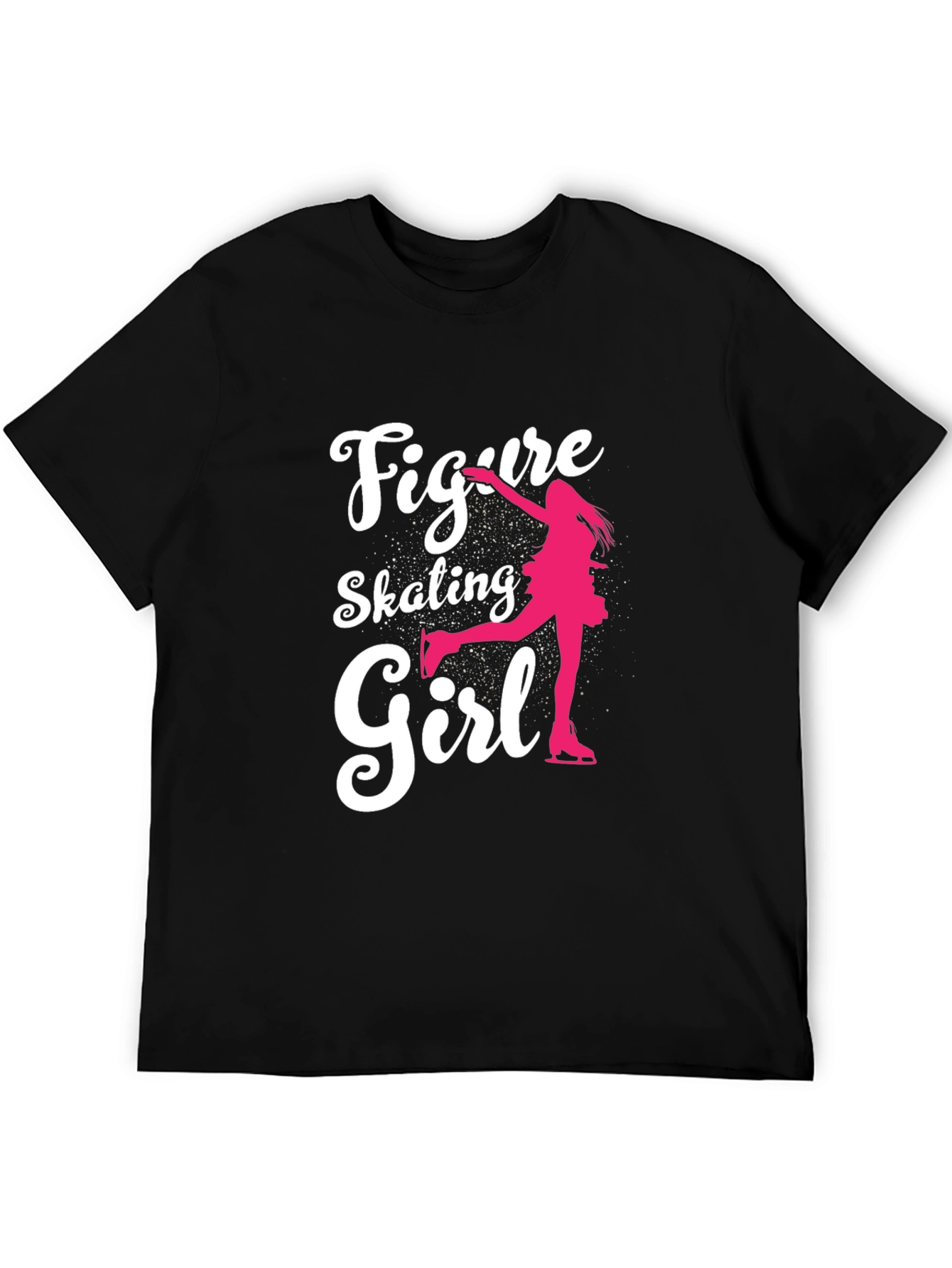 Figure Skating Girl Graphic Tee - Black Cotton T-Shirt