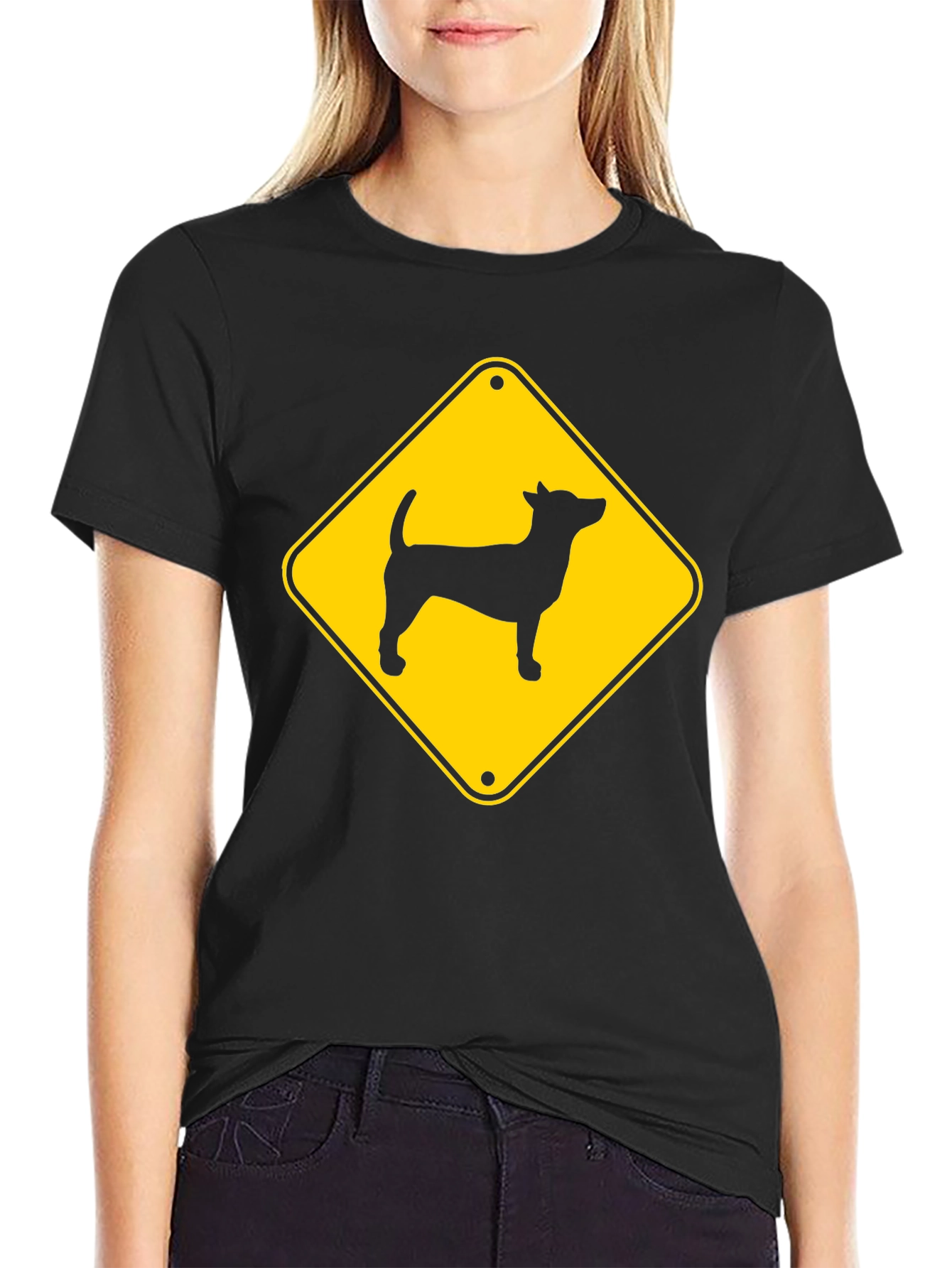 Dog Crossing Black T-Shirt