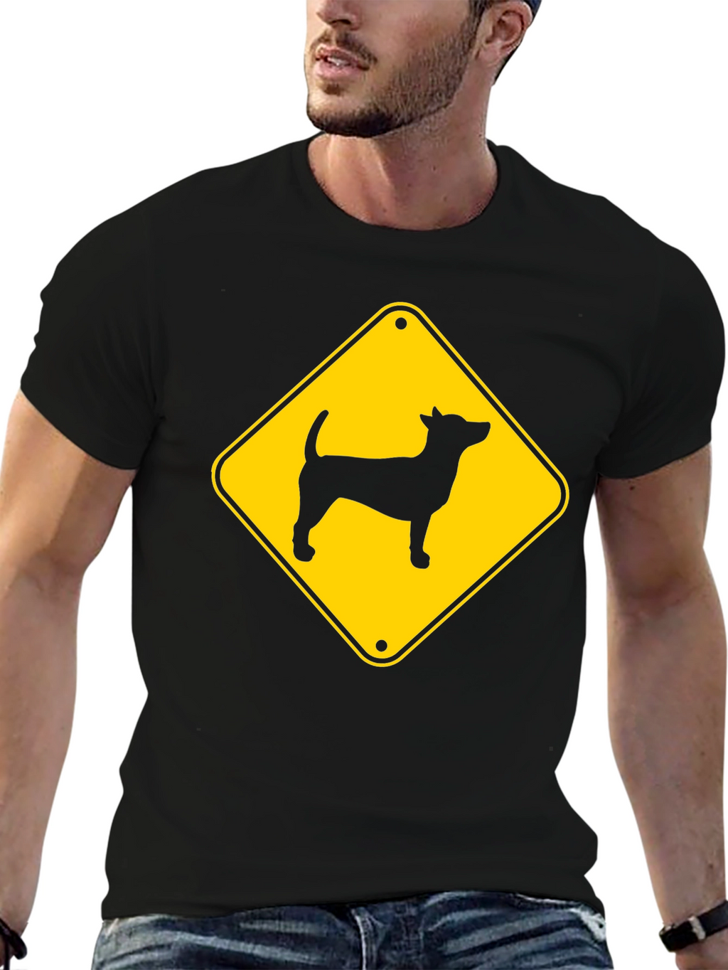 Dog Crossing Black T-Shirt