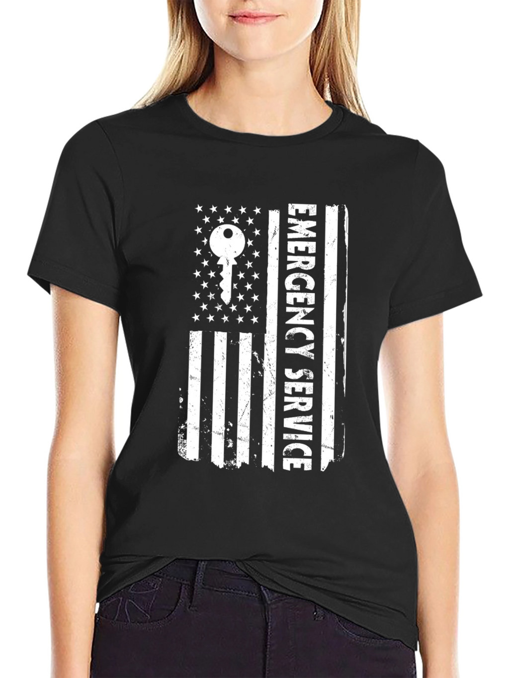 Emergency Service Key American Flag Graphic Tee