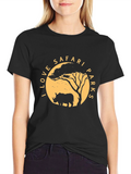 Safari Parks Graphic Tee - Mens Black Cotton T-Shirt