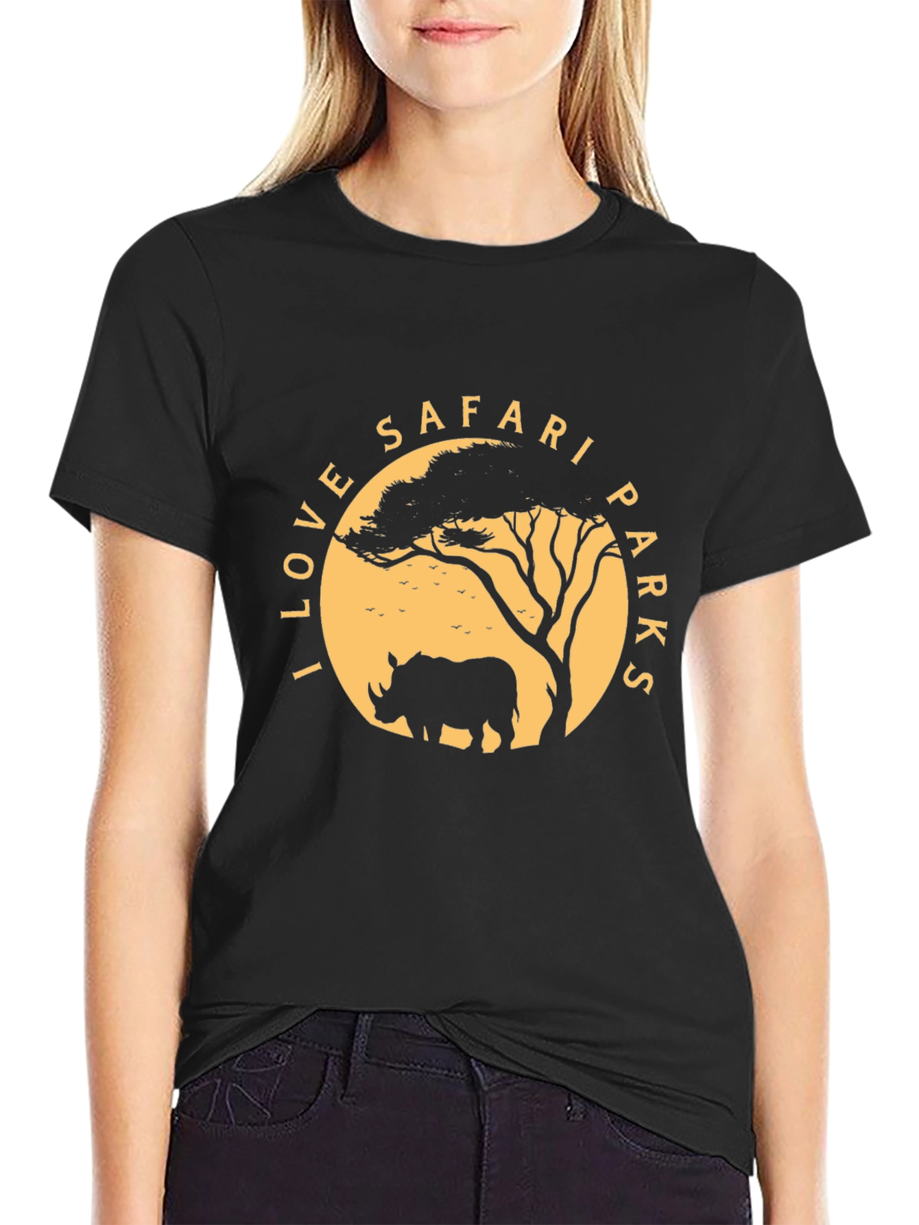 Safari Parks Graphic Tee - Mens Black Cotton T-Shirt
