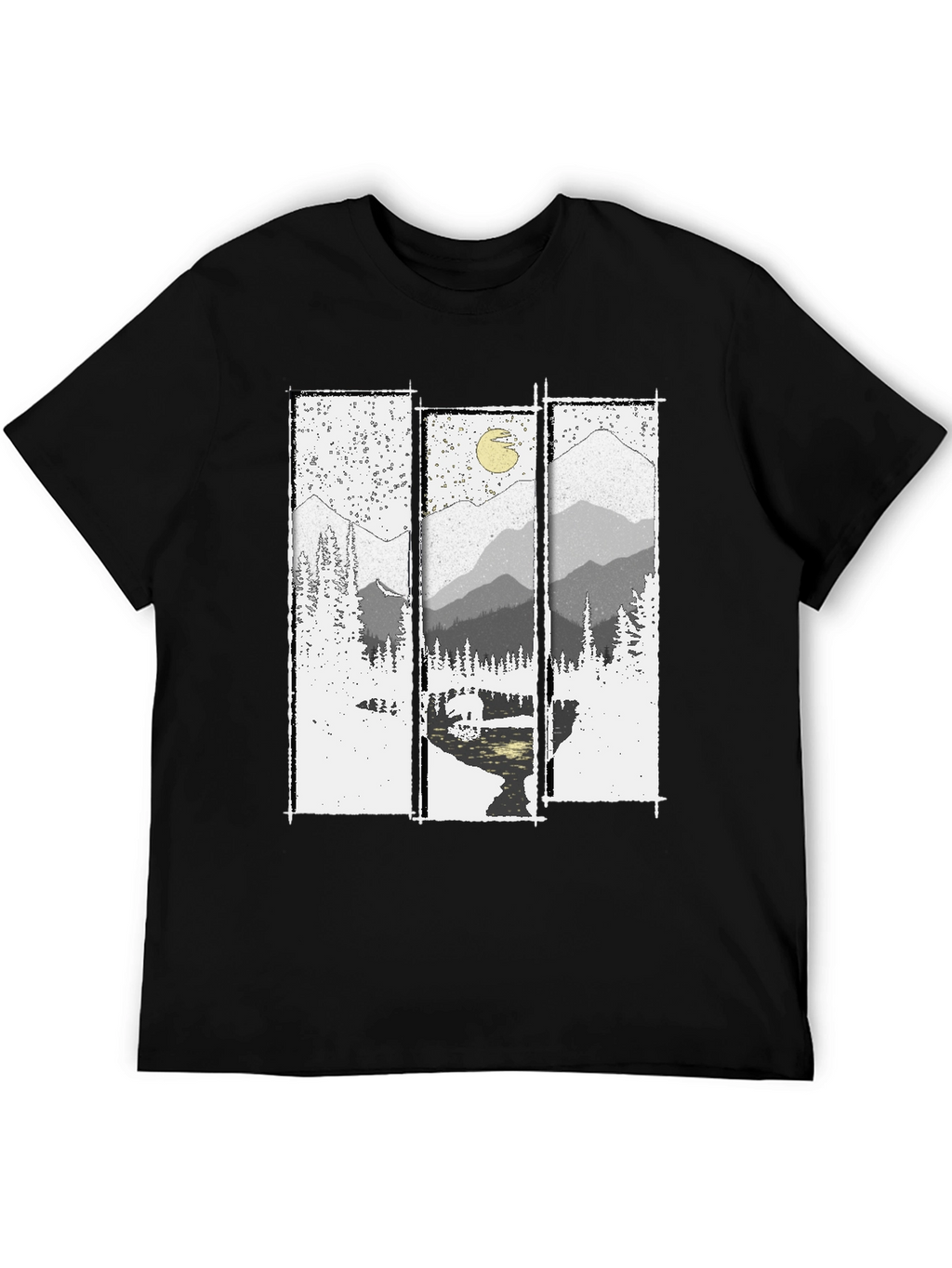 Mountain Vista Graphic Tee - Black Cotton T-Shirt