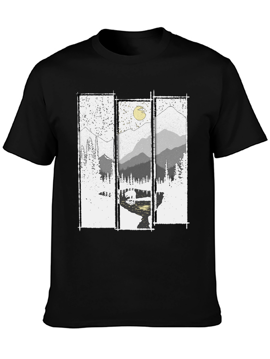 Mountain Vista Graphic Tee - Black Cotton T-Shirt