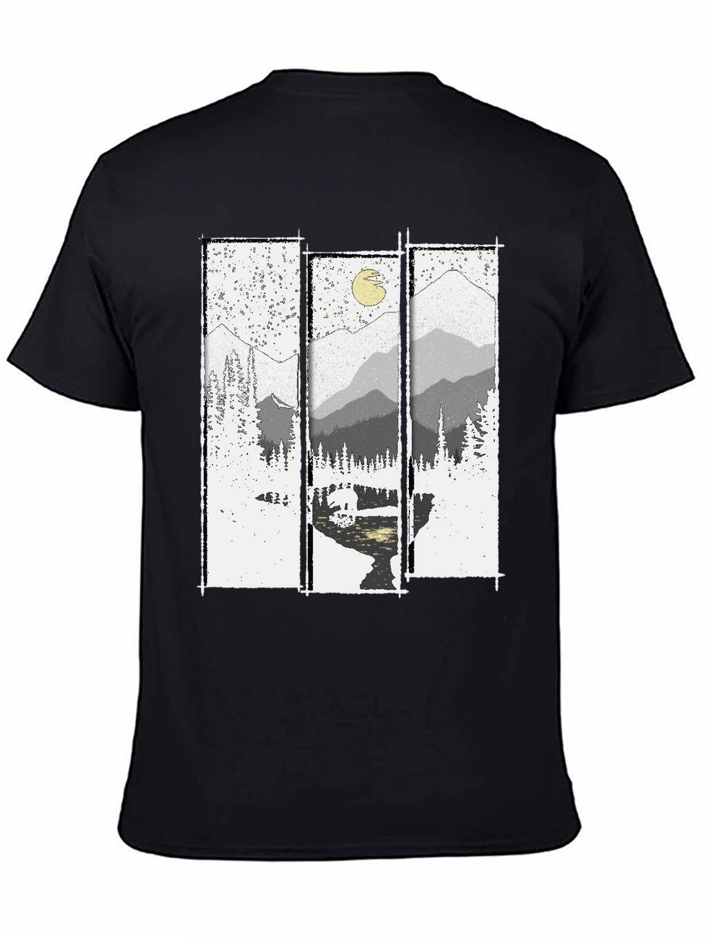 Mountain Vista Graphic Tee - Black Cotton T-Shirt